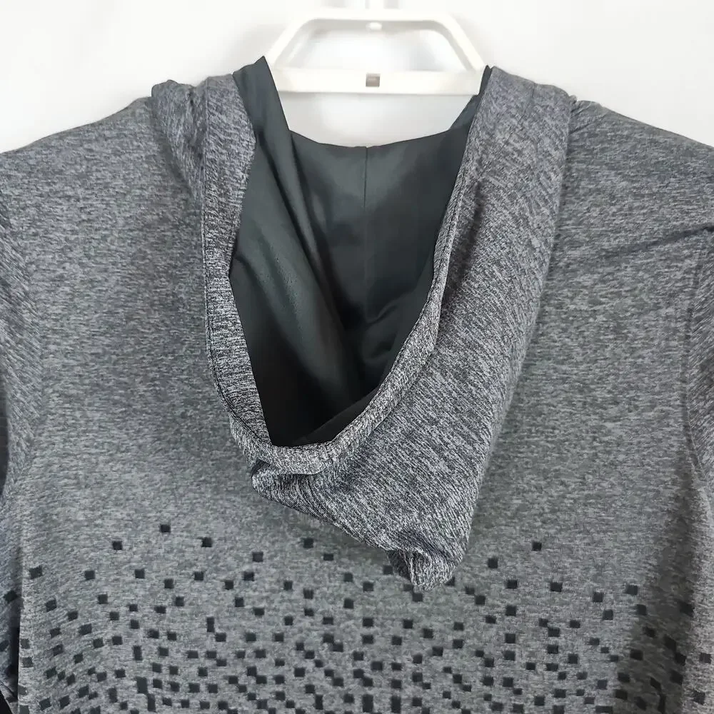 LeBron James + Nike Gray Ombre Pixel Long Sleeve Tee, Cowl Neck, Hoodie Small